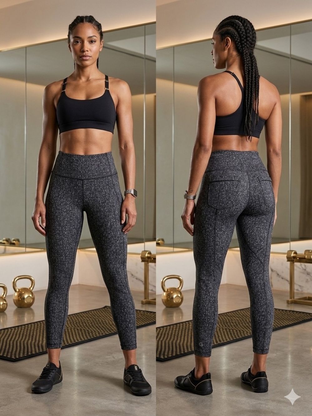 Athleta Delancey Textured Tight Leggings Black Gray Size S